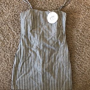 Grey and white stripped mini dress BRAND NEW